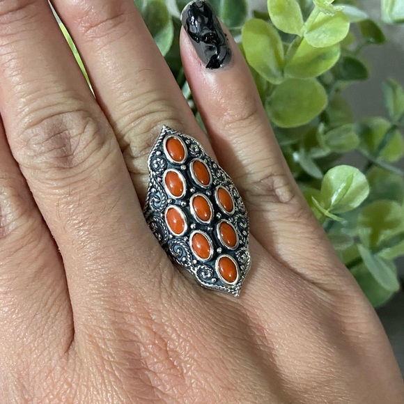 Sterling silver Coral statement ring - Picture 5 of 5